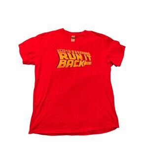 Gildan Mens Size Large Chiefs 2021 Run It Back Superbowl T-Shirt Fireball Unisex